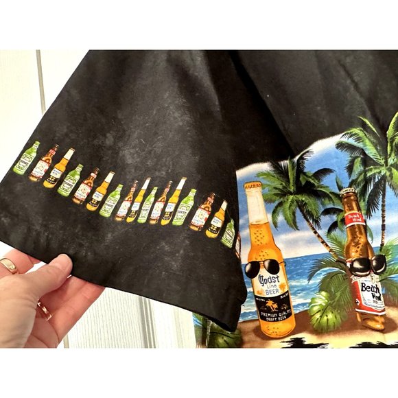 Hawaiian shirt Pacific Legend XL beer bottles palm trees made in Hawaii black - Picture 11 of 16